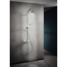 AXOR Montreux Showerpipe mit Thermostat und Kopfbrause 240 1jet, Polished Gold Optic