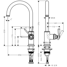 AXOR Montreux Einhebel-Küchenmischer 260 mit Schwenkauslauf, Brushed Black Chrome