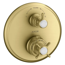 AXOR Montreux Thermostat Unterputz mit Kreuzgriff und Ab- und Umstellventil, Brushed Gold Optic
