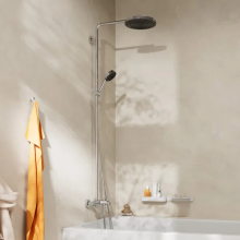 hansgrohe Pulsify S Puro Showerpipe 260 1jet EcoSmart mit Wannenthermostat Ecostat Fine und Handbrause 3jet, Chrom