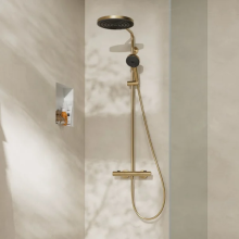hansgrohe Pulsify S Puro Showerpipe 260 1jet EcoSmart mit Ecostat Fine und Handbrause 3jet, Brushed Bronze