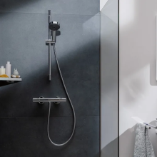 hansgrohe Pulsify Select S Brausesystem 105 3jet Relaxation EcoSmart mit Ecostat Fine und Brausestange 90 cm, Chrom