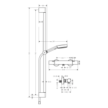 hansgrohe Pulsify Select S Brausesystem 105 3jet Relaxation EcoSmart mit Ecostat Fine und Brausestange 90 cm, Mattschwarz