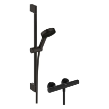hansgrohe Pulsify Select S Brausesystem 105 3jet Relaxation EcoSmart mit Ecostat Fine und Brausestange 65 cm, Mattschwarz