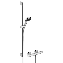 hansgrohe Pulsify Select S Brausesystem 105 3jet Relaxation EcoSmart mit Ecostat Element und Brausestange 90 cm, Chrom