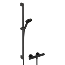 hansgrohe Pulsify Select S Brausesystem 105 3jet Relaxation EcoSmart mit Ecostat Element und Brausestange 90 cm, Mattschwarz
