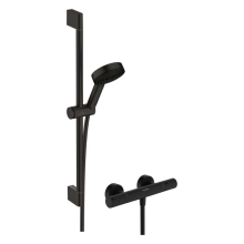 hansgrohe Pulsify Select S Brausesystem 105 3jet Relaxation EcoSmart mit Ecostat Element und Brausestange 65 cm, Mattschwarz