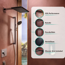 hansgrohe Raindance Alive Q Kopfbrause 210/340 2jet mit Brausearm, Brushed Black Chrome