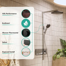 hansgrohe Raindance Alive S Showerpipe 300 1jet EcoSmart mit ShowerSelect Comfort, Brushed Black Chrome