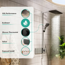 hansgrohe Raindance Alive Q Showerpipe 210/340 2jet EcoSmart mit ShowerSelect Comfort, Brushed Black Chrome