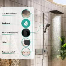 hansgrohe Raindance Alive Q Showerpipe 210/340 2jet EcoSmart mit ShowerSelect Comfort, Mattschwarz