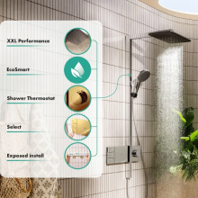 hansgrohe Raindance Alive Q Showerpipe 210/340 2jet EcoSmart mit ShowerSelect Comfort, Polished Gold Optic