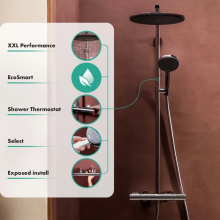 hansgrohe Raindance Alive S Puro Showerpipe 300 1jet EcoSmart mit Ecostat Element, Mattweiß