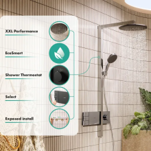 hansgrohe Raindance Alive S Showerpipe 300 2jet EcoSmart mit ShowerSelect Comfort, Brushed Black Chrome