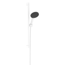 hansgrohe Raindance Alive Select S Brauseset 125 3jet EcoSmart mit Brausestange Unica E Puro 65 cm und Easy Slide Brausehalter, Mattweiß
