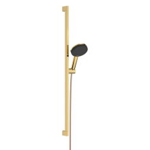hansgrohe Raindance Alive Select S Brauseset 125 3jet EcoSmart mit Brausestange Unica E Puro 90 cm und Easy Slide Brausehalter, Polished Gold Optic