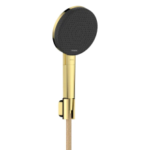 hansgrohe Raindance Alive Select S Brausehalterset 125 3jet EcoSmart mit Designflex Textilbrauseschlauch 160 cm, Polished Gold Optic