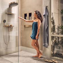 hansgrohe Rainfinity Schulterbrause 500 1jet mit Duschablage, Brushed Bronze