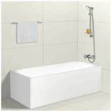 hansgrohe Crometta Brauseset 100 Vario mit Brausestange 65 cm und Seifenschale, Weiß/Chrom