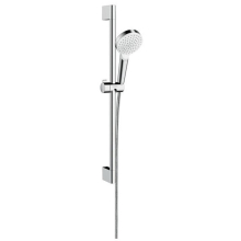 hansgrohe Crometta Brauseset 100 1jet EcoSmart+ mit Brausestange 65 cm, Weiß/Chrom