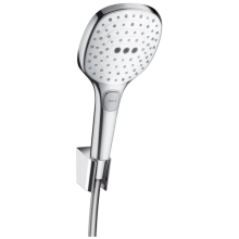 hansgrohe Raindance Select E Brausehalterset 120 3jet mit Brauseschlauch 160 cm, Weiß/Chrom