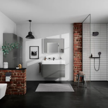 hansgrohe Rainfinity Wandanschluss Porter 500 mit Brausehalter links und Duschablage, Mattschwarz