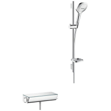 hansgrohe Raindance Select E Brausesystem Aufputz 120 3jet mit Ecostat Select Thermostat und Brausestange 65 cm, Chrom