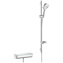 hansgrohe Raindance Select E Brausesystem Aufputz 120 3jet mit Ecostat Select Thermostat und Brausestange 90 cm, Chrom