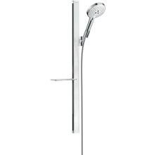 hansgrohe Raindance Select S Brauseset 120 3jet mit Brausestange 90 cm und Ablage, Weiß/Chrom