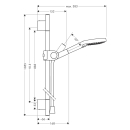 AXOR Uno Brauseset 0,90 m mit Handbrause 120 3jet,...