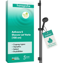 hansgrohe Activera Select S Brauseset 95 2jet EcoSmart mit Brausestange Varia 105 cm, Mattschwarz