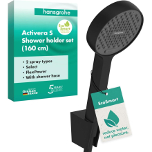 hansgrohe Activera Select S Brausehalterset 95 2jet EcoSmart mit Brauseschlauch 160 cm, Mattschwarz