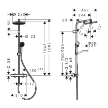 hansgrohe Activera S Showerpipe 240 1jet EcoSmart+ mit Ecostat Fine Varia, Chrom