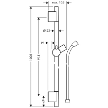 hansgrohe Unica Brausestange S Puro 90 cm mit Isiflex Brauseschlauch 160 cm, Chrom