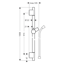 hansgrohe Unica Brausestange S Puro 90 cm mit Isiflex Brauseschlauch 160 cm, Brushed Gold Optic