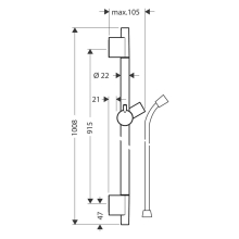 hansgrohe Unica Brausestange S Puro 90 cm mit Isiflex Brauseschlauch 160 cm, Mattschwarz