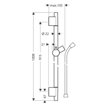 hansgrohe Unica Brausestange S Puro 90 cm mit Isiflex Brauseschlauch 160 cm, Mattweiß