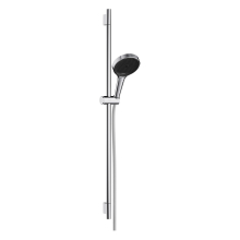 hansgrohe Rainfinity Brauseset 130 3jet EcoSmart mit Brausestange S Puro 90 cm, Push-Handbrausehalterung und Designflex Textilbrauseschlauch 160 cm, Chrom