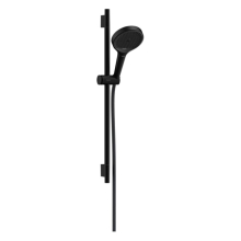 hansgrohe Rainfinity Brauseset 130 3jet mit Brausestange S Puro 65 cm, Push-Handbrausehalterung und Designflex Textilbrauseschlauch 160 cm, Mattschwarz