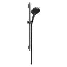 hansgrohe Rainfinity Brauseset 130 3jet EcoSmart mit Brausestange S Puro 65 cm, Push-Handbrausehalterung und Designflex Textilbrauseschlauch 160 cm, Brushed Black Chrome