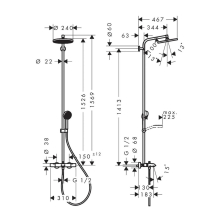 hansgrohe Activera S Showerpipe 240 1jet EcoSmart mit Wannenthermostat Ecostat Fine, Chrom