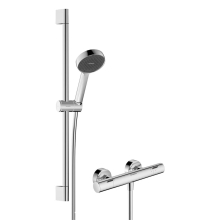 hansgrohe Activera Select S Brausesystem Aufputz 95 2jet EcoSmart mit Ecostat Fine und Brausestange 65 cm, Chrom