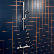 hansgrohe Activera Select S Brausesystem Aufputz 95 2jet EcoSmart mit Ecostat Fine und Brausestange 65 cm, Chrom