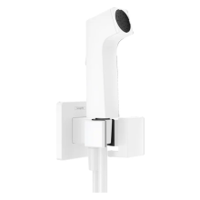hansgrohe Bidette Handbrause 1jet E EcoSmart für Kaltwasser mit Brausehalter und Brauseschlauch 125 cm, Mattweiß