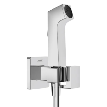hansgrohe Bidette Handbrause 1jet E EcoSmart für Warmwasser mit Brausehalter und Brauseschlauch 125 cm, Chrom