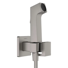 hansgrohe Bidette Handbrause 1jet E EcoSmart für Warmwasser mit Brausehalter und Brauseschlauch 125 cm, Brushed Black Chrome