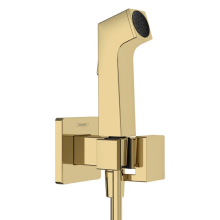 hansgrohe Bidette Handbrause 1jet E EcoSmart für Warmwasser mit Brausehalter und Brauseschlauch 125 cm, Polished Gold Optic