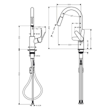 hansgrohe Focus M41 Einhebel-Küchenmischer 240, Ausziehbrause, 2jet, Mattschwarz