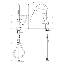 hansgrohe Focus M41 Einhebel-Küchenmischer 240, Ausziehbrause, 2jet, Edelstahl Finish