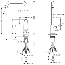 hansgrohe Focus M41 Einhebel-Küchenmischer 260, Niederdruck/offene Warmwasserbereiter, 1jet, Chrom